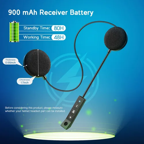 Vista 2 de MAXTO Auriculares Bluetooth para casco de motocicleta, altavoz manos libres para exteriores, Bluetooth 5.3 EDR, auriculares inalámbricos