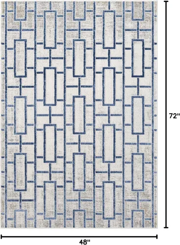 Vista 2 de Abani Atlas - Alfombra rectangular de 4 x 6 pies, color azul/gris, duradera, no desprende pelusa, fácil de limpiar