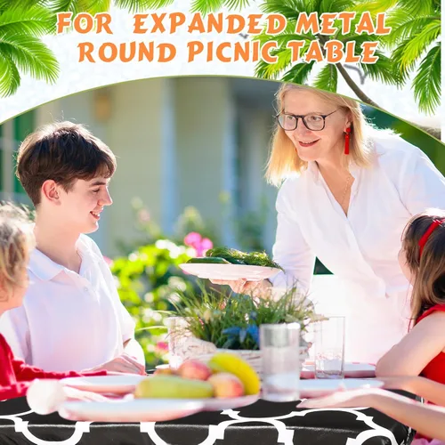 Vista 6 de Moukeren Funda de mesa de picnic de 3 piezas para niños con fundas de banco, mantel ajustable para exteriores, vinilo impermeable, para camping