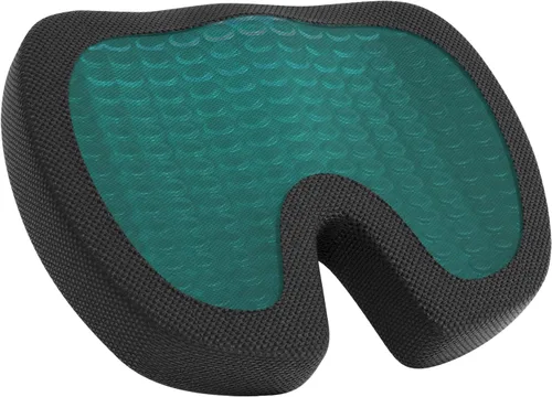 Vista 3 de Amazon Basics Cómodo cojín de asiento y soporte lumbar para sillas de oficina, espuma viscoelástica mejorada de gel, paquete de 2, rectangular