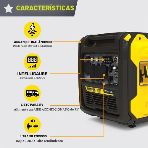 Vista 4 de Champion - Generador inversor portátil de 8500 vatios de arranque remoto