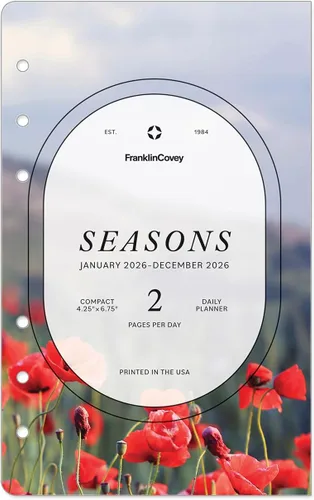 Vista 2 de FranklinCovey - Recambio para planificador de temporadas, dos páginas por día encuadernadas en anillo (compacto, enero de 2026 a diciembre de 2026)