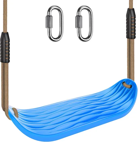 Vista 15 de BeneLabel Asiento de columpio resistente con cuerda ajustable, asientos de columpio de plástico para niños, asiento de columpio negro de repuesto