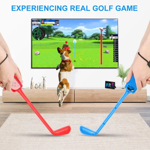 Vista 2 de OKHAHA Clubs for Switch Mario Golf Super Rush Switch Golf Games, 2 Controller Grips for Super Mario Golf Switch Golf Club for Mario Golf Club for