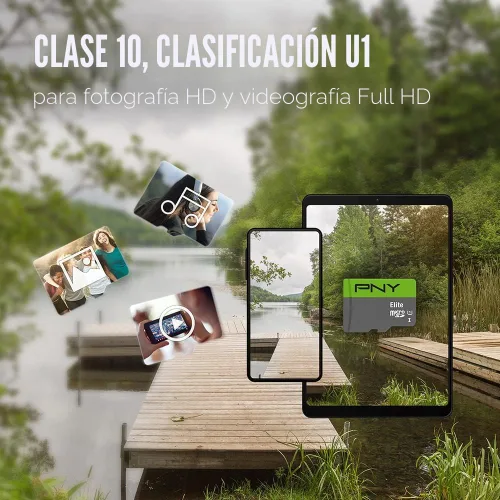 Vista 4 de PNY Elite Class 10 U1 - Tarjeta de memoria flash microSDXC de 128 GB, clase 10, U1, Full HD, UHS-I, Micro SD (paquete de 2) Up to 100MB/s Read