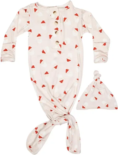 Vista 13 de Stroller Society Conjunto de bata y sombrero para bebé recién nacido anudado para bebé niño o niña Verde militar