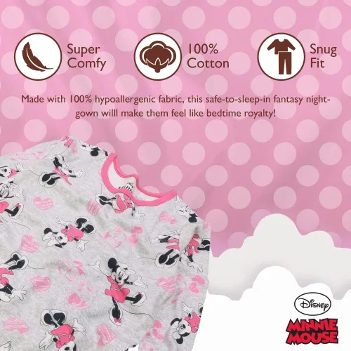 Vista 3 de Disney Girls' Minnie Mouse 2-Piece Snug-Fit Cotton Pajamas Set