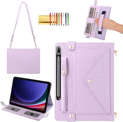 Vista 22 de Bolso Funda para Samsung Galaxy Tab S10 FE/S9 FE 10.9"/S9/S8/S7 11", Techcircle Folio con Soporte Cruzado, Billetera con Ranura para Lápiz S Pen