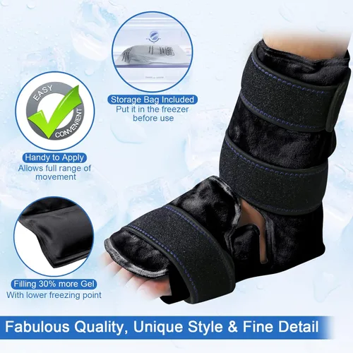 Vista 4 de REVIX Bolsa de hielo para aliviar el dolor de tobillo y pies y envoltura de hielo de gel grande para piernas, cadera, muslo, rodilla y espinilla
