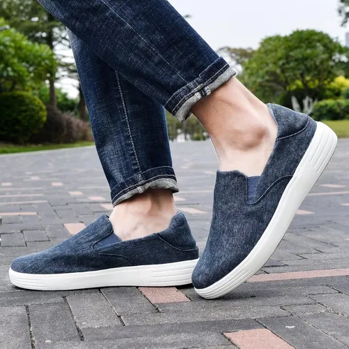 Vista 4 de konhill Zapatos deportivos sin cordones para hombre, mocasines de punto, informales, para caminar, conducir, trabajo, zapatos de espuma