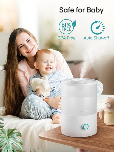 Vista 6 de FOHERE Humidificadores para dormitorio, humidificador ultrasónico de niebla fría de llenado superior de 3.2L para habitaciones de bebés y plantas