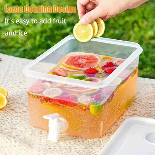 Vista 3 de Dispensador de bebidas para refrigerador, dispensador de bebidas de plástico con espita, recipiente de jugo sellado con pantalla de filtro, jarra