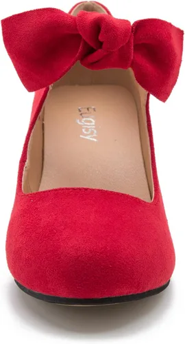 Vista 6 de Zapatos de tacón grueso de bloque bajo con lazo Mary Jane para mujer, punta redonda, tacón bajo, correa en el tobillo, vestido de boda, fiesta