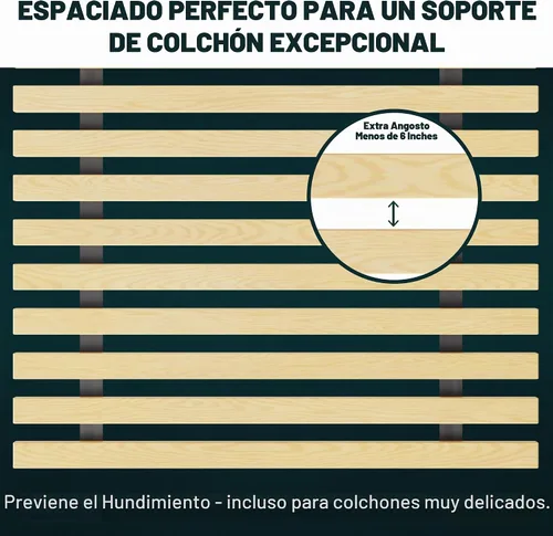 Vista 8 de Treaton, Tablero de Somier/Listones de Cama de Madera Horizontal Extra Resistente de 1 Pulgada, 72" x 39", Beige
