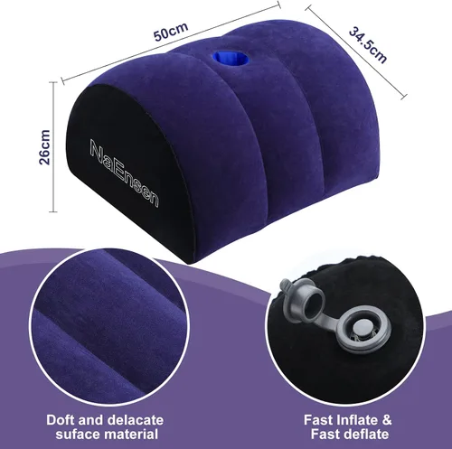 Vista 4 de Juguetes sexuales Consolador Almohada Media Luna Adulto ToyMount para Coupe Sexo Mujeres G SpotPosition Cojín multifuncional InflableSupport Almohada