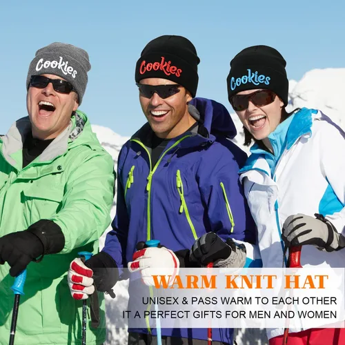 Vista 6 de Gorro de invierno para hombre, gorro de punto holgado para mujer, gorro de esquí cálido