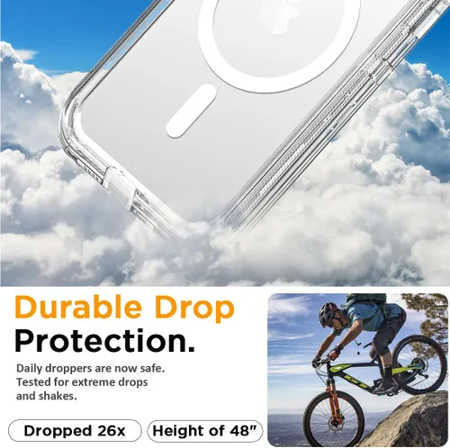Vista 8 de AICase Funda transparente para iPhone 16e/13/iPhone 14, compatible con MagSafe 3 en 1, resistente protección contra caídas, cuerpo completo, a