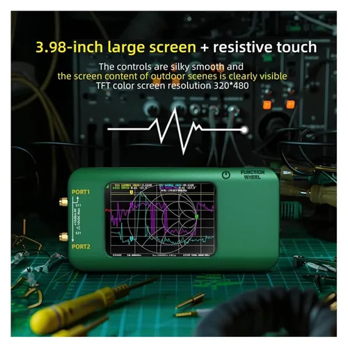 Vista 5 de Spectrum Analyzer, A20F-Portable Nanovna Vector Network Analyzer 3.98 Inch Touch Screen 10Khz-1.5Ghz MF VHF UHF SHF Antenna Green