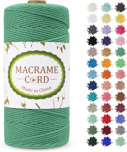 Vista 32 de Cordón de macramé de 0.079 pulgadas, hilo de cuerda de macramé de color de 0.07 pulgadas x 219 yardas, cuerda de algodón natural, 3 hebras para Aqua