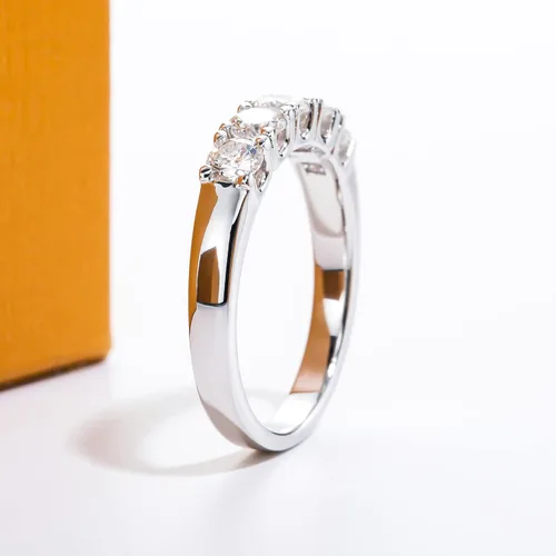 Vista 7 de Anillos de eternidad de moissanita, anillos de boda, color D, claridad VVS1, redondo, corte brillante, plata de ley 925, 56 piedras, anillos