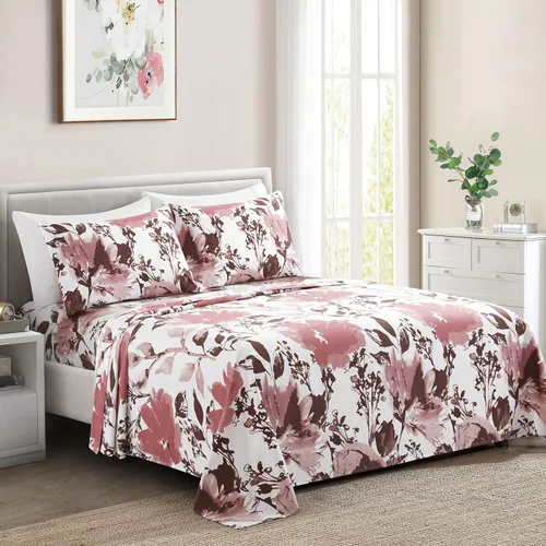Vista 19 de Marina Decoration Ropa de cama ultra suave y sedosa con bolsillo profundo con estampado rico de rayón derivado de bambú para todas las estaciones