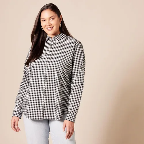 Vista 6 de Tienda Essentials Camisa de popelina con botones y manga larga para mujer