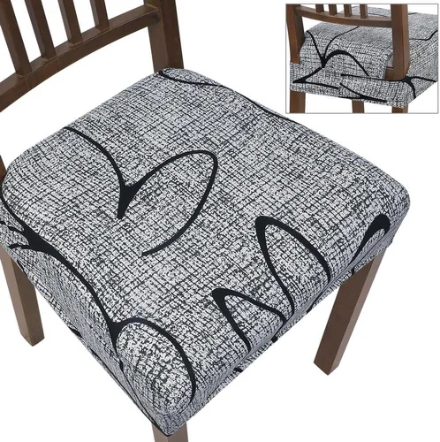 Vista 9 de SearchI Juego de 2 fundas de asiento elásticas para sillas de comedor, suaves, extraíbles y lavables, para sillas de comedor, protector de asiento