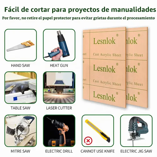 Vista 5 de Hoja de acrílico 6 x 8 Lesnlok 2 piezas de láminas de plexiglás transparente de 1/8 pulg de grosor 3 mm, para señal, manualidades, marco de fotos