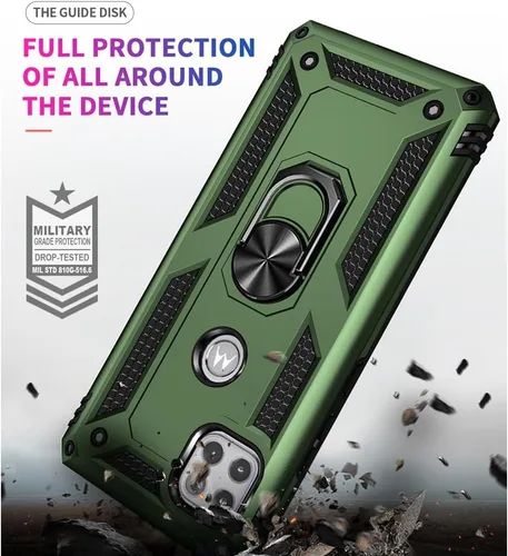 Vista 2 de Funda para teléfono Motorola One 5G Ace, Moto One 5G Ace con protector de pantalla HD, [grado militar de 16 pies probada en caídas], anillo Funda