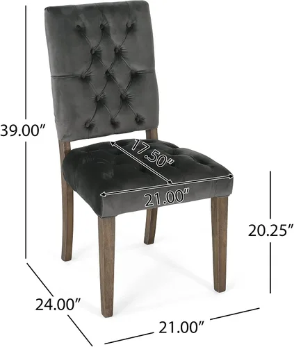 Vista 3 de Christopher Knight Home Carolina Velvet - Sillas de comedor, juego de 2 piezas, color carbón