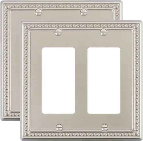 Vista 112 de Paquete de 2 cubiertas de placa de interruptor de luz de doble palanca, cubiertas decorativas de placa de doble interruptor Pearls, placa de pared