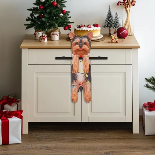 Vista 4 de GPGHE Regalos de Navidad Yorkie Dog Toallas de mano divertidas y lindas toallas de cocina para perros, regalo de cumpleaños y Año Nuevo para mujeres
