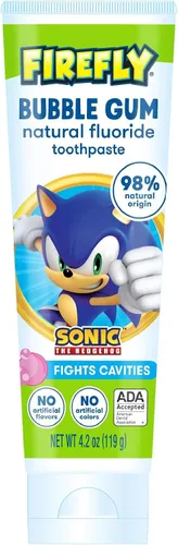 Vista 9 de Firefly Pasta dental con flúor natural anticaries para niños, Sonic the Hedgehog, sabor a chicle, aceptada por ADA, 4.2 onzas