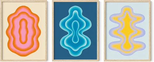 Vista 87 de HAUS AND HUES - Arte de póster Bauhaus - Juego de 3 arte de pared abstracto moderno, pósteres vintage e impresiones, arte de pared azul y amarillo