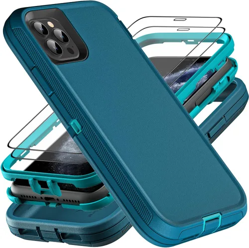 Vista 9 de YKHJKLEC para iPhone 11 Pro Max, funda de grado militar 3 en 1 resistente a prueba de golpes/caídas/polvo con 2 piezas de protector de pantalla
