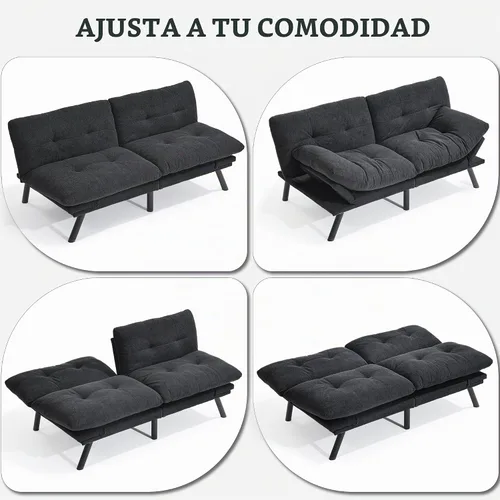 Vista 7 de YITAHOME Convertible Futon Sofa Bed,70" Folding Futon Couch w/Led Lights
