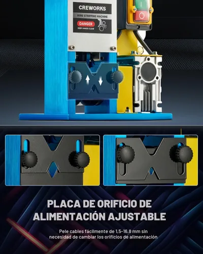Vista 7 de CREWORKS Máquina peladora de cables eléctrica de 180 W, máquina peladora automática de cables de 0.06 a 1.18 pulgadas, herramienta de pelado