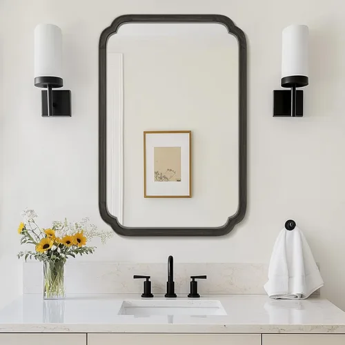 Vista 46 de Espejos de Baño de Madera para Montar en la Pared, 16" x 20" Marco de Madera Rústica Espejos de Pared Decorativos para Sala de Estar o Dormitorio