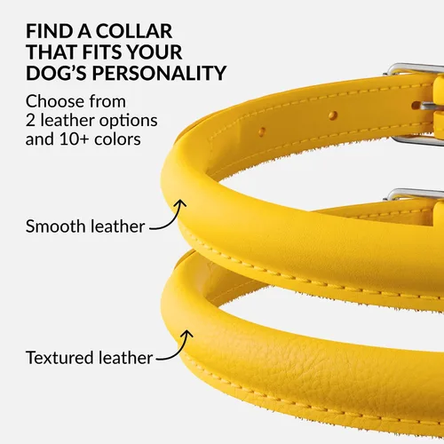 Vista 5 de CollarDirect Collar de cuero enrollado para perro, collar redondo acolchado suave para cachorros, hecho a mano, collar de cuero genuino para perros