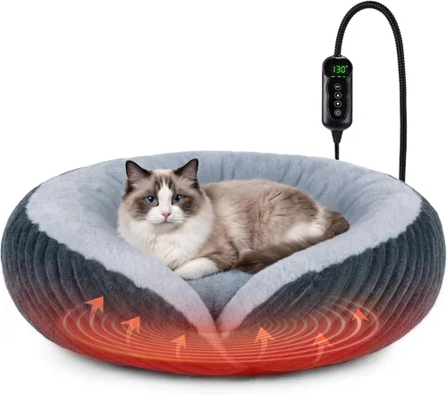 Vista 12 de Tovve Camas térmicas para gatos de interior y perros pequeños, cama suave Marrón