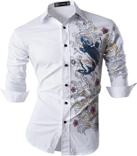 Vista 66 de JZS041, camisa de vestir de manga larga para hombre