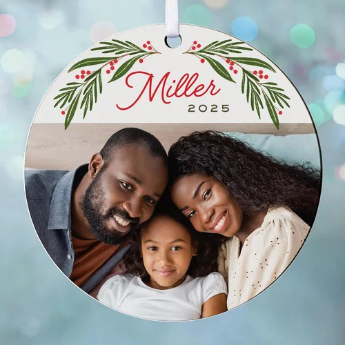 Vista 5 de Adorno de Navidad personalizado de Let's Make Memories - Sube tu foto - Adorno navideño conmemorativo 2025 para familia, pareja, amigo - Foto