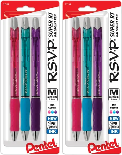Vista 16 de Pentel RSVP Bolígrafo retráctil súper suave, surtido, paquete de 8 (BX480BP8M)