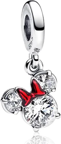 Vista 29 de Dijes de plata de ley 925 de dibujos animados de pato, ratón, oso, elefante, dragón chino, cuentas colgantes para pulseras y collares, joyería