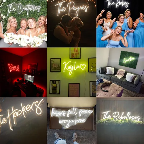Vista 2 de Letrero LED de neón personalizado con apellido para bodas, letreros luminosos personalizados para decoración de pared y habitación, fiesta