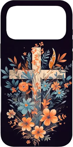 Vista 22 de Boho Floral Christian Cross Jesus God Wild Flower Women Case for iPhone 16