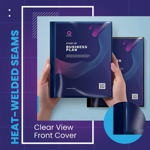 Vista 5 de Better Office Products Libro de presentación encuadernado con 12 bolsillos, colores surtidos, cubierta frontal transparente, 24 páginas protectoras
