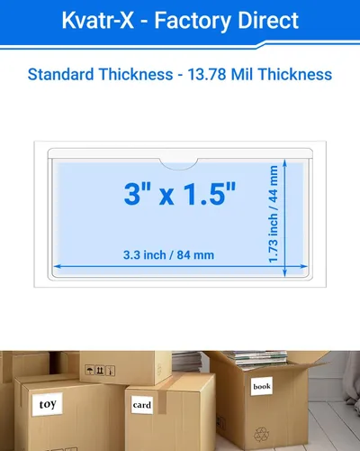 Vista 12 de 30 PCS Clear Self Adhesive Plastic Label Pockets, Top Loading Business & Library Index Card Holders, Peel and Stick Sleeves for Storage Bins, Totes