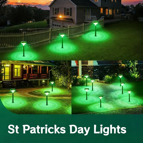 Vista 2 de Linkind Paquete de 8 luces solares para camino, luces solares que cambian de color al aire libre, impermeables, multicolor/blanco cálido/blanco