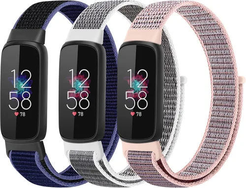 Vista 9 de Correas de nailon compatibles con correas Fitbit Luxe, correas deportivas de tela transpirable ajustable Solo Loop, pulsera de repuesto suave